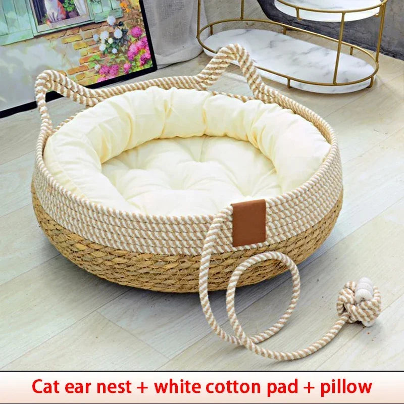 Woven Rattan Summer Cat Bed