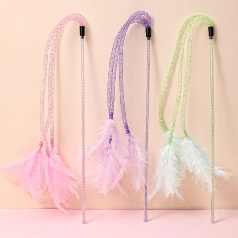 Interactive Feather Cat Teaser Stick