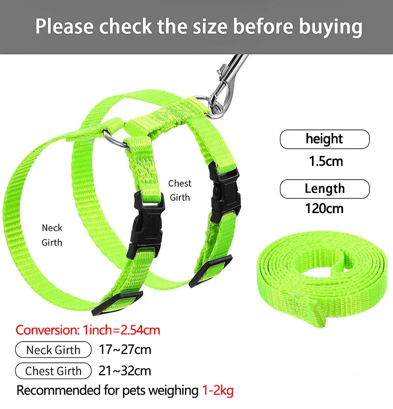 Adjustable Small Pet Harness Leash