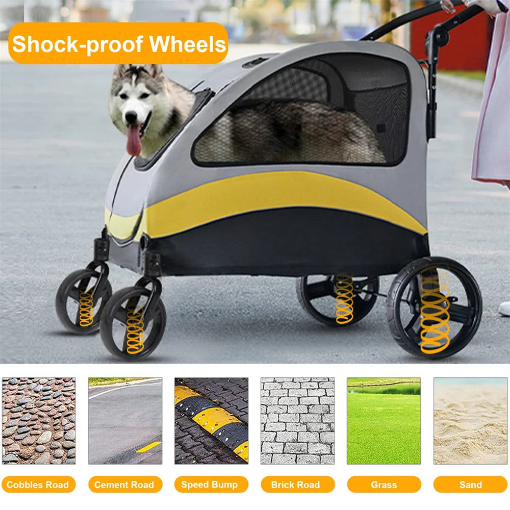 Premium 4-Wheel Foldable Pet Stroller