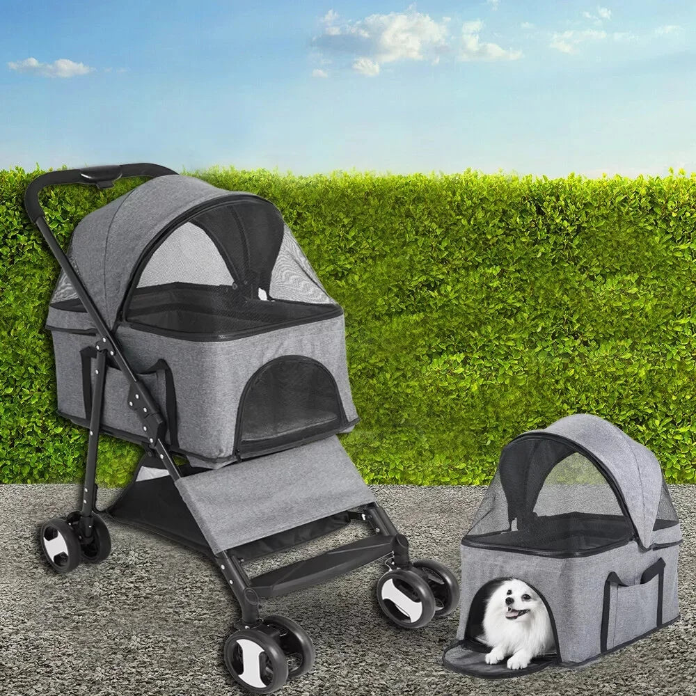 Foldable Pet Stroller with Rain Cover