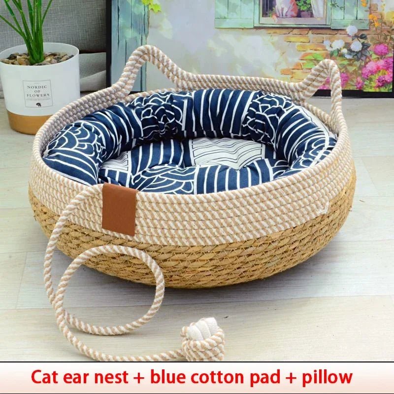 Woven Rattan Summer Cat Bed