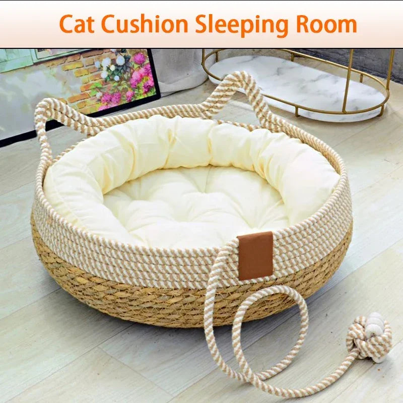 Woven Rattan Summer Cat Bed