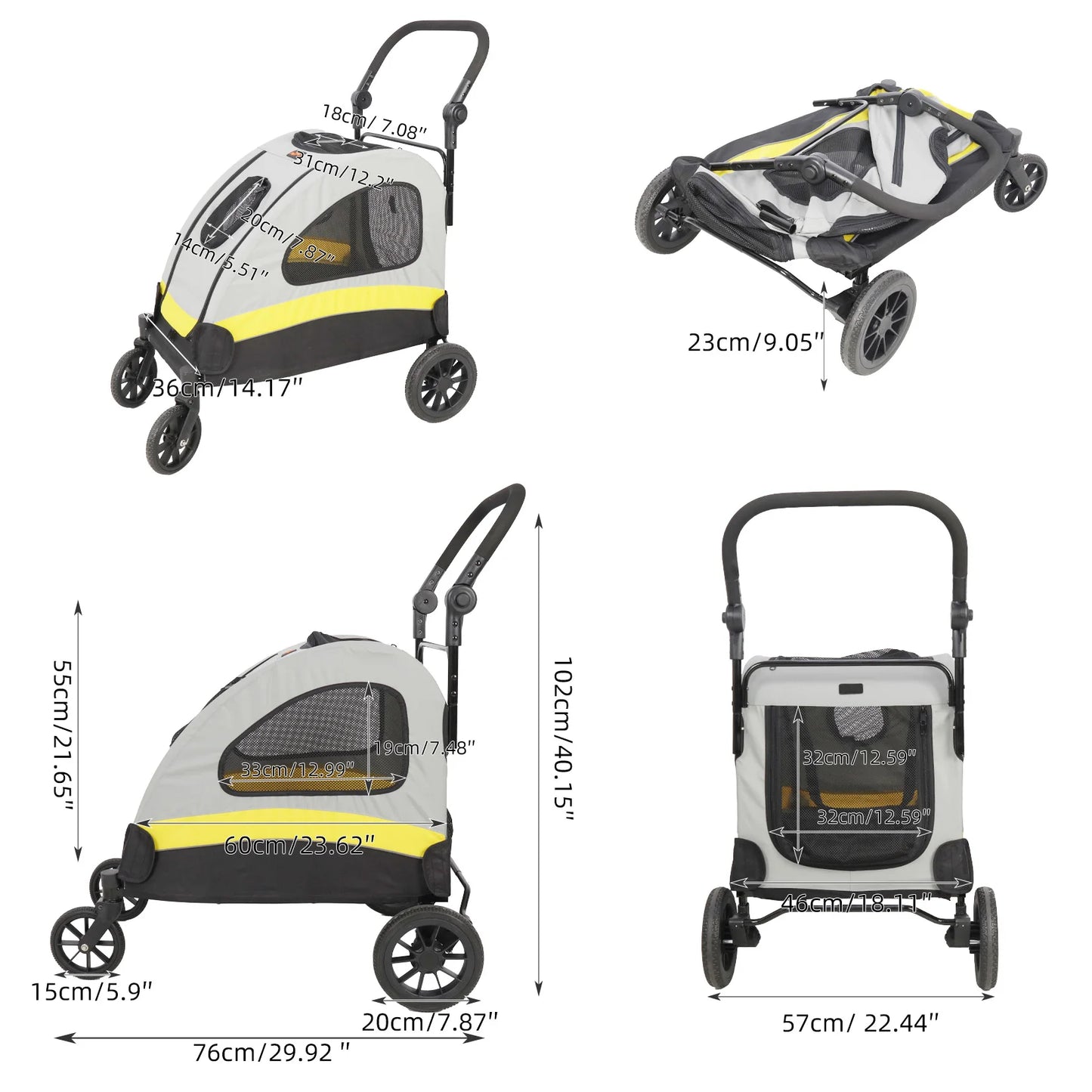 Premium 4-Wheel Foldable Pet Stroller