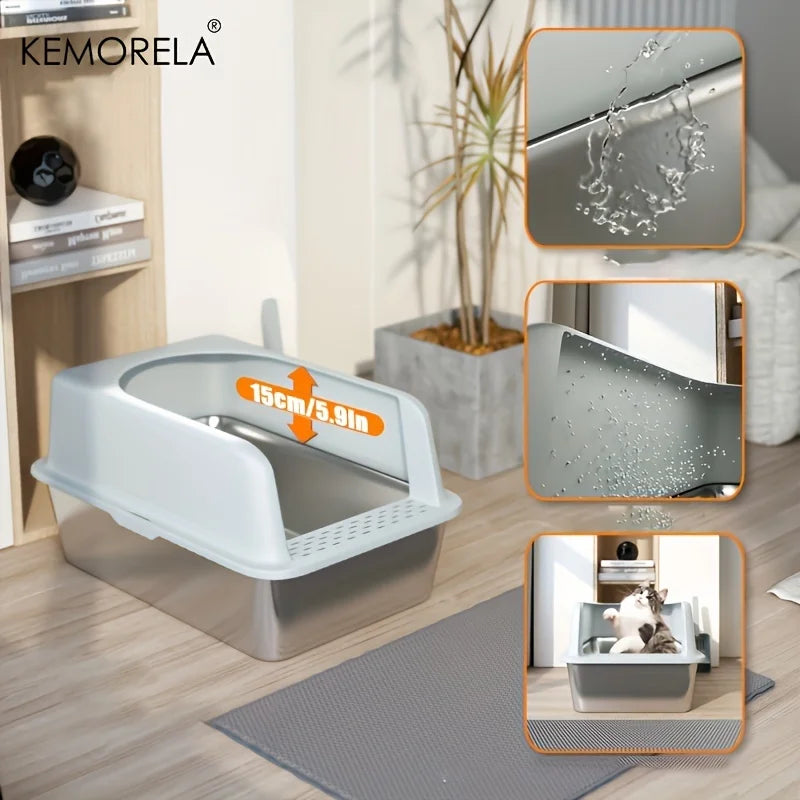 Stainless Steel Cat Litter Box Set