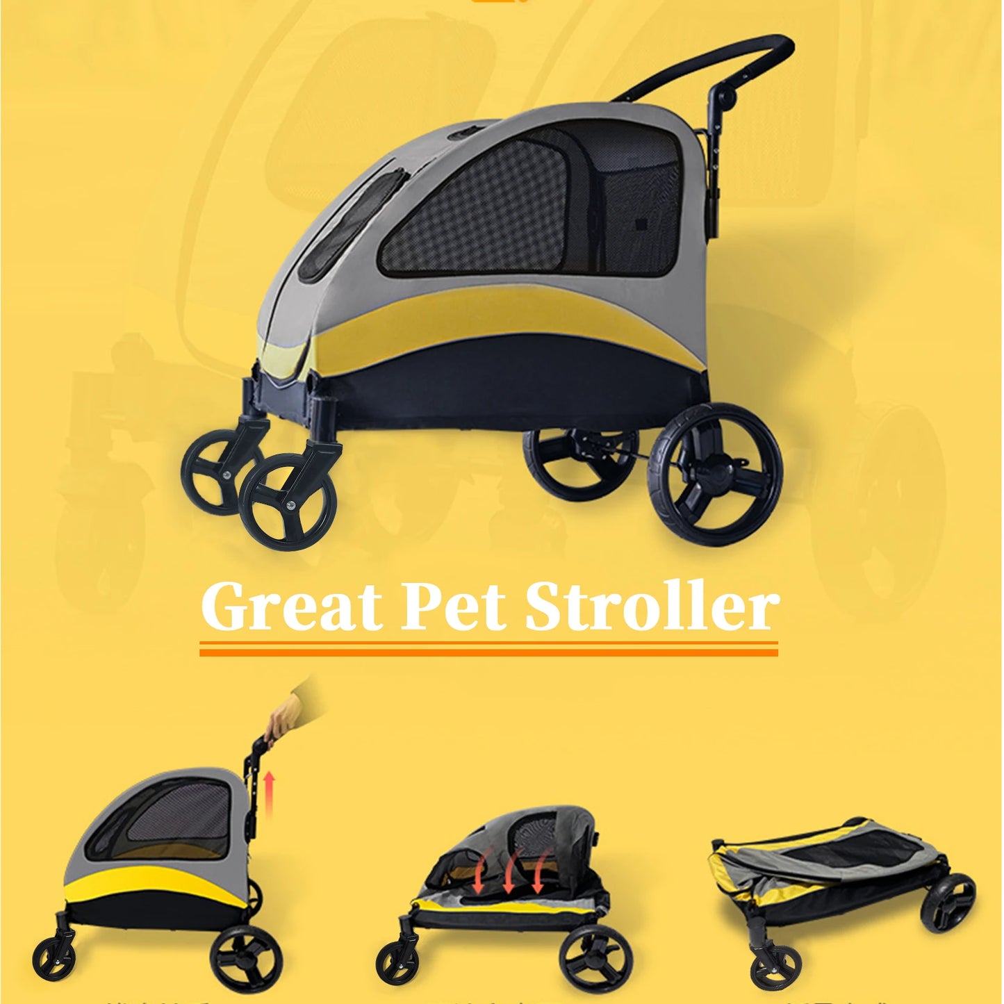 Foldable 4-Wheel Pet Stroller