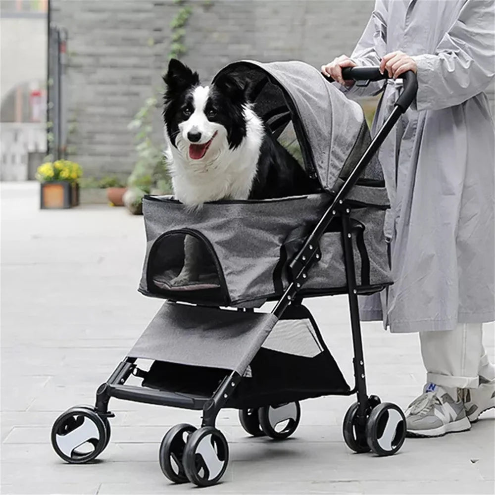 Foldable Pet Stroller with Rain Cover