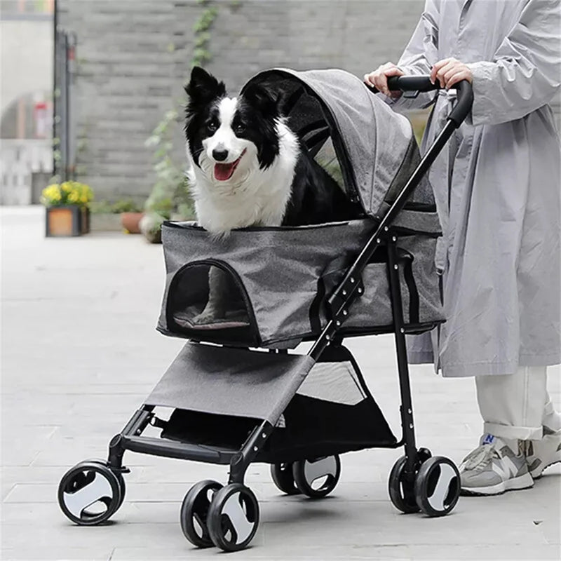 Foldable Pet Stroller with Rain Cover