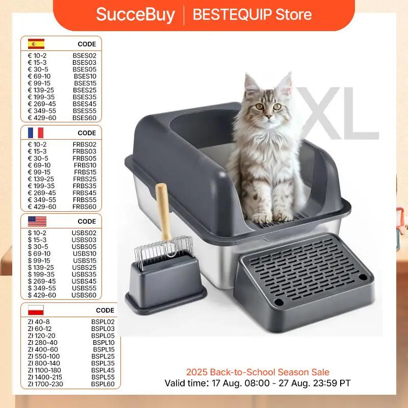 Extra Large Stainless Steel Cat Litter Box