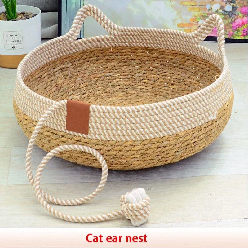 Woven Rattan Summer Cat Bed