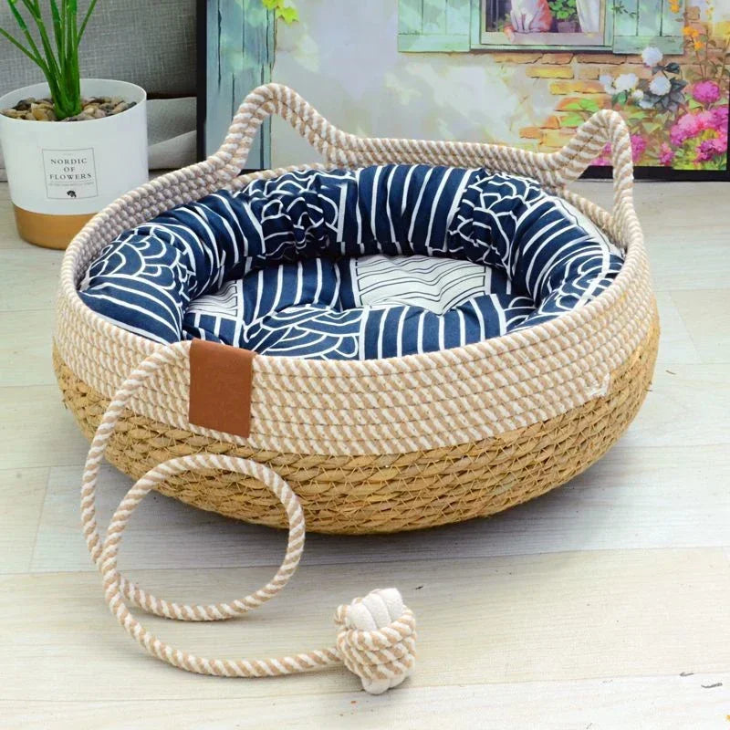 Woven Rattan Summer Cat Bed