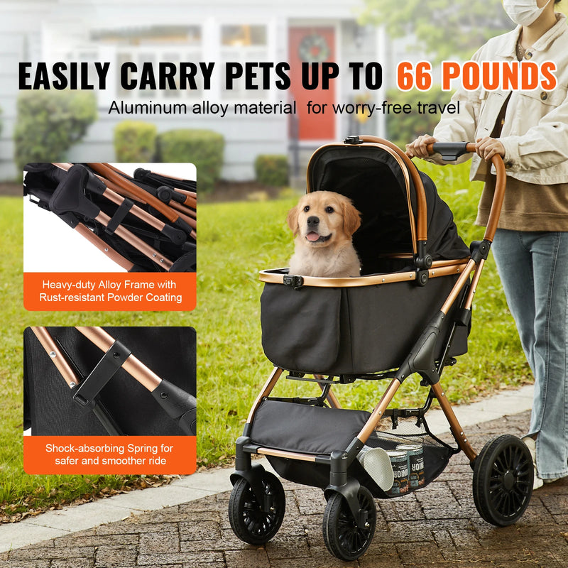 Foldable Pet Stroller with Carrier