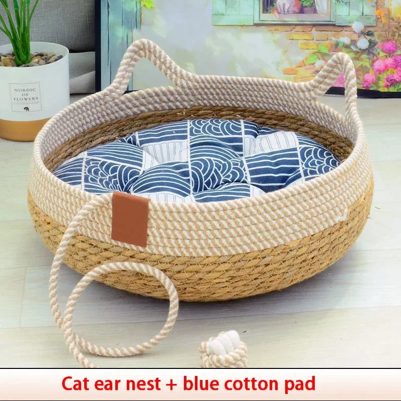 Woven Rattan Summer Cat Bed