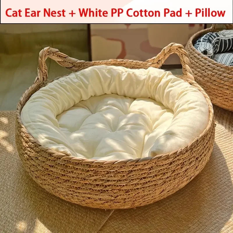 Woven Rattan Summer Cat Bed