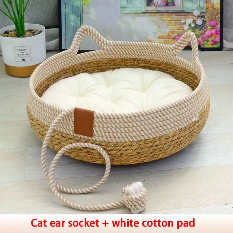 Woven Rattan Summer Cat Bed