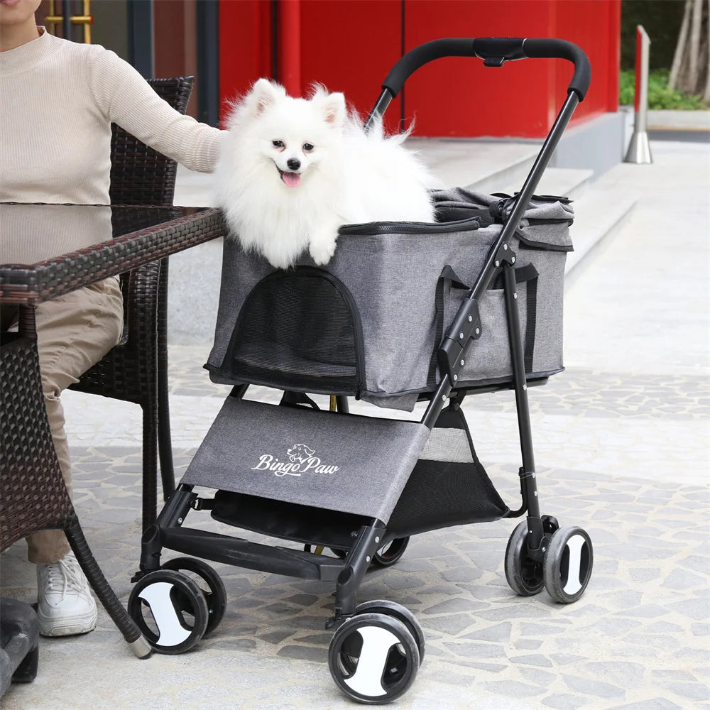 Foldable Pet Stroller with Rain Cover