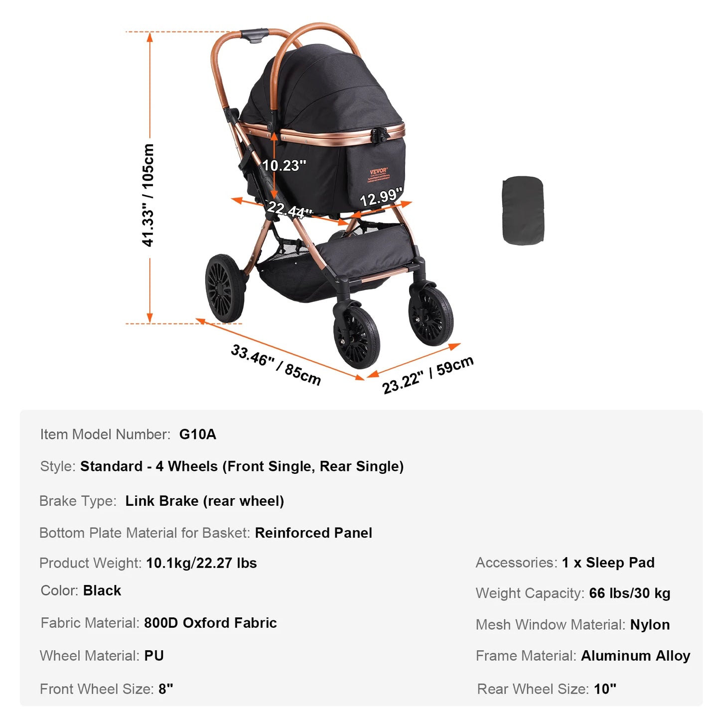 Foldable Pet Stroller with Carrier