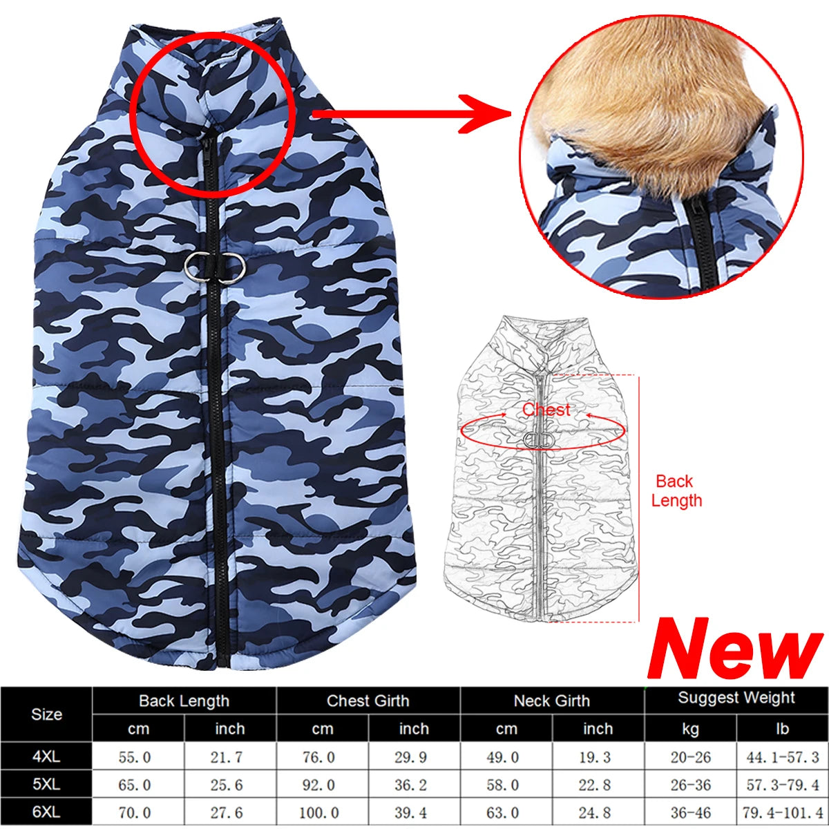 Waterproof Camouflage Winter Dog Coat