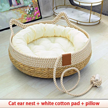 Woven Rattan Summer Cat Bed