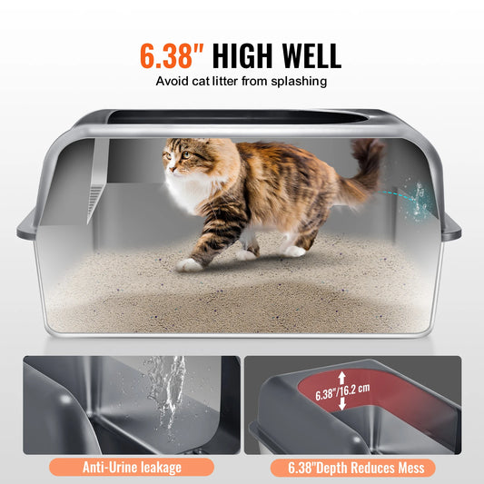 Extra Large Stainless Steel Cat Litter Box