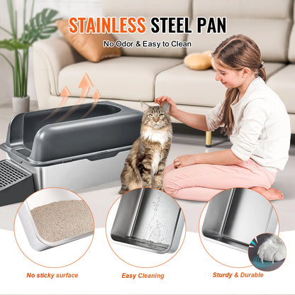 Extra Large Stainless Steel Cat Litter Box