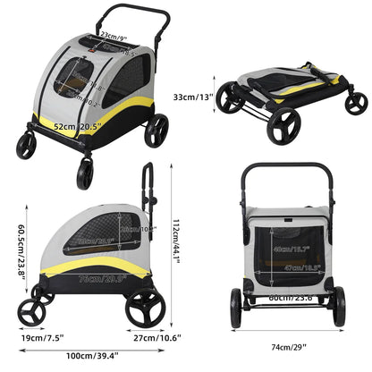Premium 4-Wheel Foldable Pet Stroller