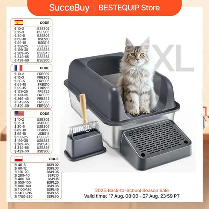 Extra Large Stainless Steel Cat Litter Box