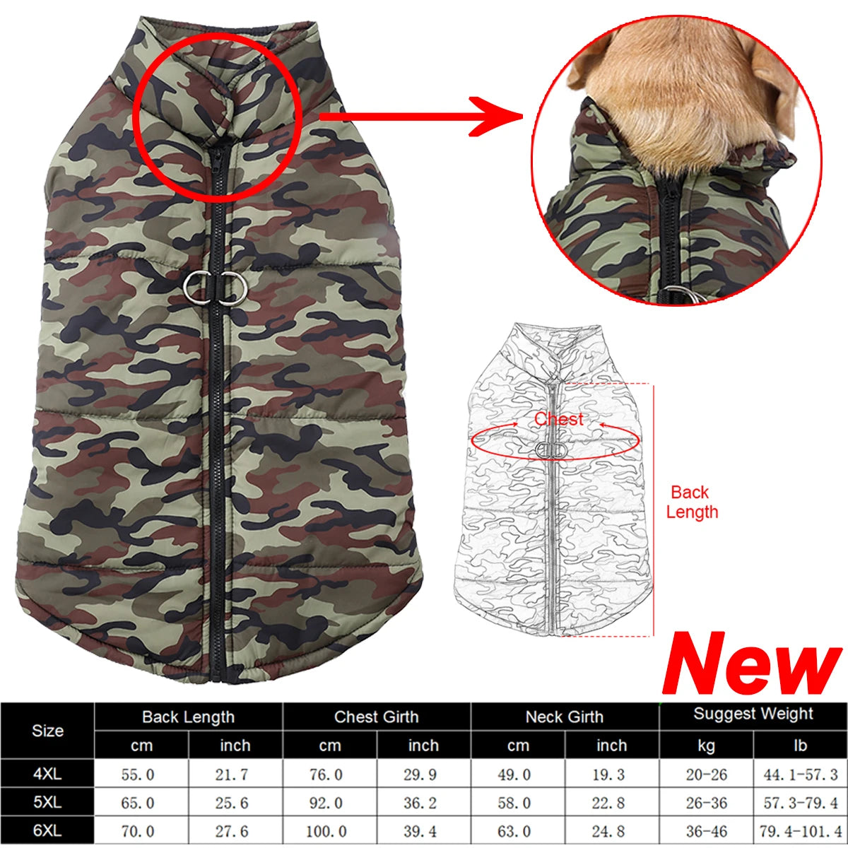 Waterproof Camouflage Winter Dog Coat