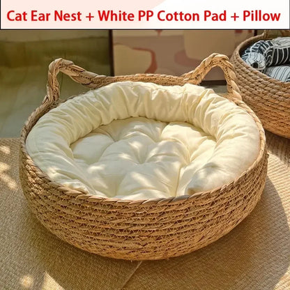Woven Rattan Summer Cat Bed