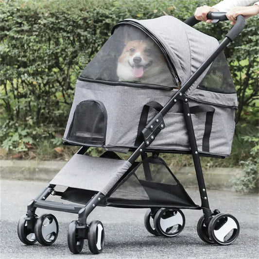 Foldable Pet Stroller with Rain Cover